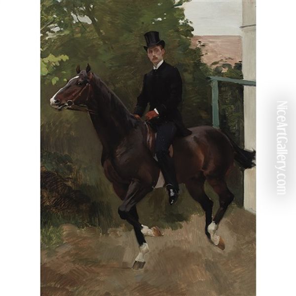 Portrait Of H. De La Rochefoucauld On Horseback - view 1