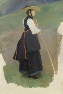 Bernerin In Tracht Bei Hohfluh by Charles Giron