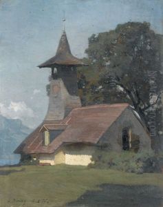 Ansicht Einer Kirche Mit Holzverkleidetem Turm Ansicht Einer Kirche Mit Holzverkleidetem Turm