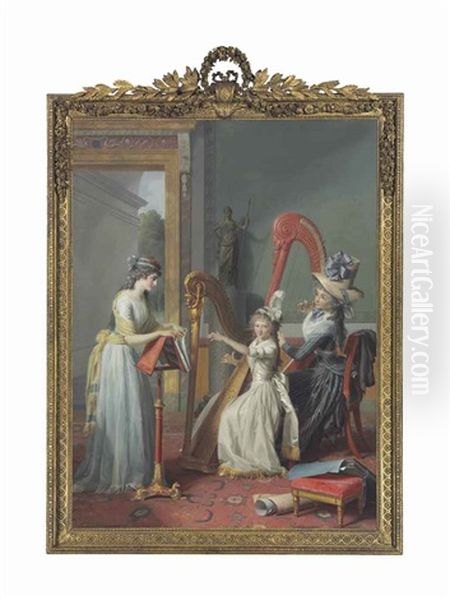Mademoiselle D'orleans Taking A Harp Lesson - view 1