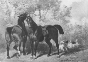 Chevaux Au Repos by Achille Giroux