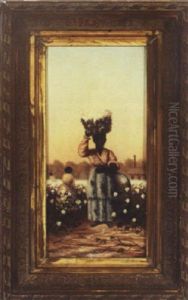 Women In The Cotton Fields, River And Cotton Gin Beyond by Charles Giroux