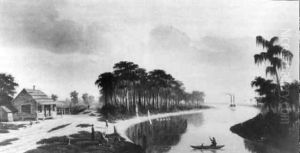 Steamboat Passing A Bayou Farm by Charles Giroux