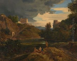 Paysage Avec Une Forteresse Au Bord D'un Fleuve by Andre Giroux