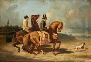 Cavalier Et Son Lad Dans Les Dunes (after Alfred De Dreux) by Andre Giroux