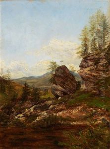 Paysage De Montagne Et Rochers by Andre Giroux