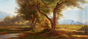 Deux Arbres Au Milieu De La Prairie by Andre Giroux