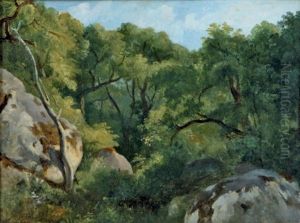 Paysage Aux Rochers Dans La Foret De Fontainebleau by Andre Giroux