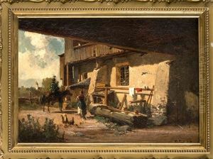 Soldat Zu Pferde Auf Bauernhof