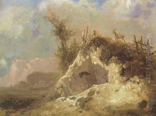 Weidelandschaft Mit Sonnenbeschienener Abbruchkante - view 1
