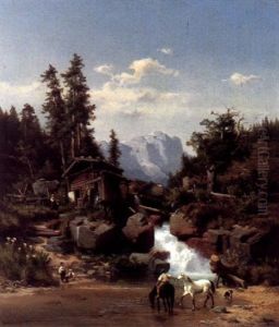 Idyllische Landschaft Mit Kindern Im Hochgebirge (muhle Aus Dem Pinzgau)