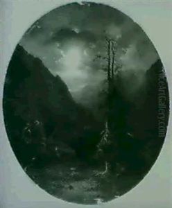 Gebirgslandschaft Im Mondlicht (diam. 57) by Bernhard Girscher