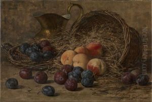 Still Life With Plums And Peaches by Alfred Alfredovich Girv