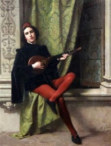 Gentleman Playing A Mandolin by Antonio Gisbert
