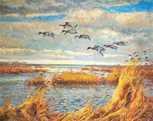 Scenery With Flying Ducks by William Gislander