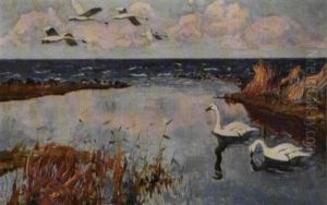 Svaner Ved Kysten by William Gislander