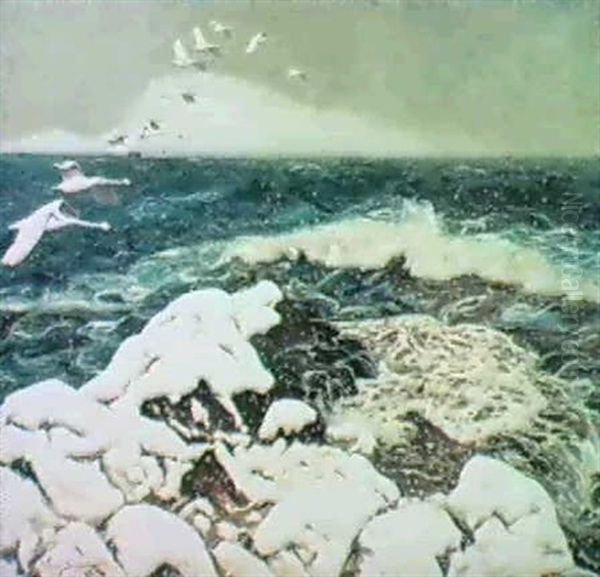 Strackande Svanar Over Hav- Vinter - view 1