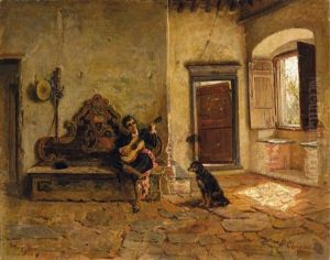 Figura Con Chitarra E Cane In Un Interno, 1900 by Bartolomeo Giuliano