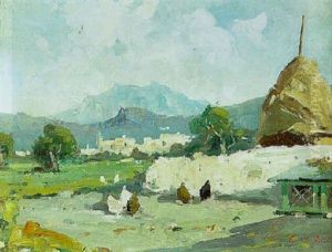 Farmyard Scene With Haystacks by Bartolomeo Giuliano