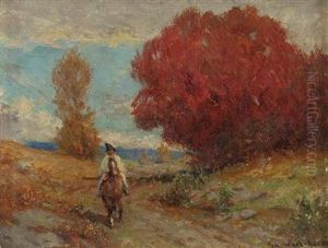 Reiter In Spatsommerlicher Landschaft by Emmanuel Bachrach-Baree