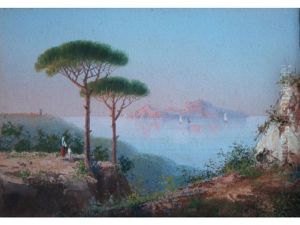 A View Across The Bay Of Naples To Ischia by Guglielmo Giusti