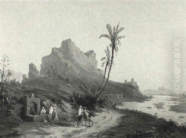 Arabs By A Well Near A River - view 1