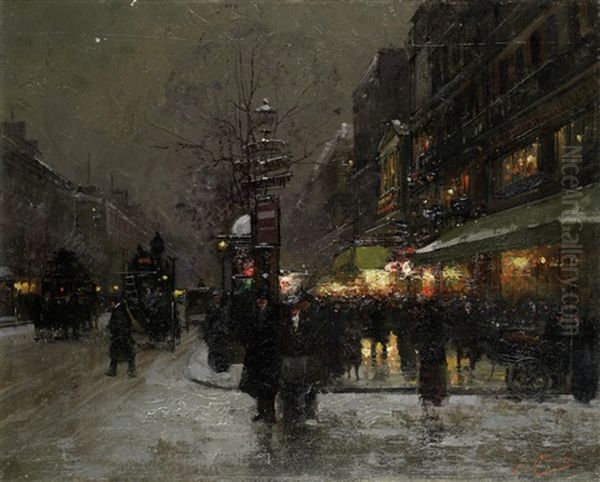 Parisian Boulevard In Winter by Fausto Giusto