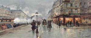 At The Gare Saint Lazare Towards The End Of The Day by Fausto Giusto