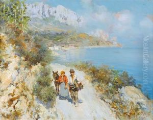 Uferweg An Der Amalfikuste Mit Staffage by Fausto Giusto