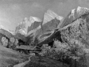 Alpenlandschaft Mit Bauernhaus Am Hang by Fausto Giusto