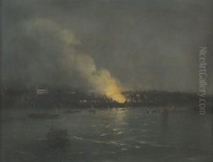 Fire In Haydarpasa, Constantinople by Mekertich Givanian