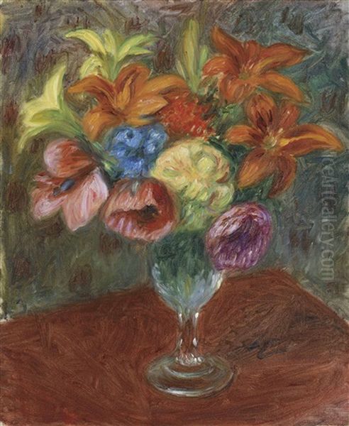 Poppies, Lillies, & Blue Flower - view 1