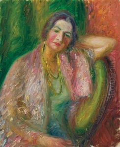 Woman With A Yellow Necklace by William Glackens