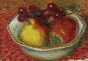 Pear, Persimmon And Grapes by William Glackens