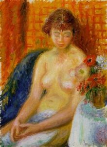 Nude With Checkered Background by William Glackens