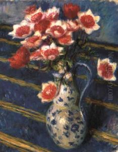 Red And White Anemones by William Glackens