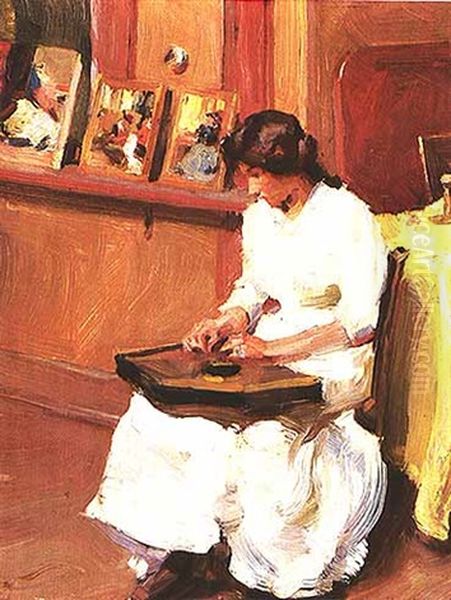 Girl With Zither - view 1