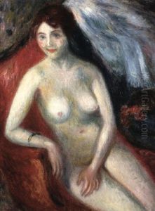 Nude On A Red Sofa by William Glackens