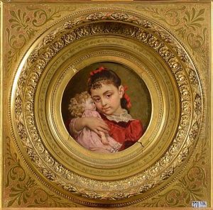 Portrait D"une Fillette Avec Sa Poupee by Pierre Paul Leon Glaize