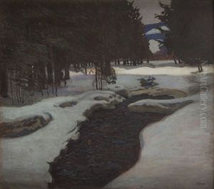 Stream In A Winter by Jakob Glasner
