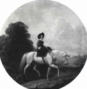 A Lady On Horseback In An Extensive Landscape, With A Castle Beyond by James William Glass