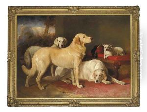 Golden Retrievers And A Terrier by John Glass