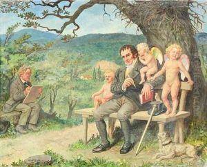 Der Prazeptoratsvikari J. P. Hebel Auf Dem Hunerberg In Lorrach, Im Hintergrund Der Maler Adolf Glattacker by Adolf Glattacker