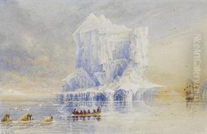 H.m.s. 
Terror 
 And One Of Her Boats Off A Spectacular Iceberg, Apparently In The Davis Strait