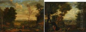 Landscape - A Pair Of by Johannes (Jan) Glauber