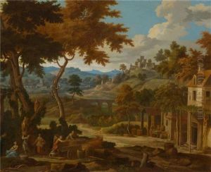 Weinernte In Italienischer Landschaft by Johannes (Jan) Glauber