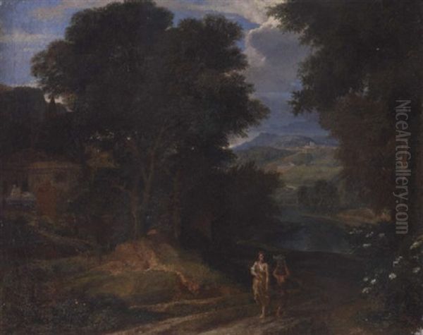 An Italianate Landscape With Figures On A Path - view 1