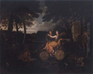 Allegorisk Scen Med Figurer Representerande Sommaren Med Des Grodor Resp. Stadsvasendet