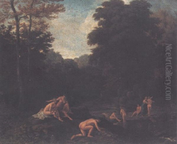 Nymphs Bathing In A Wooded Landscape - view 1