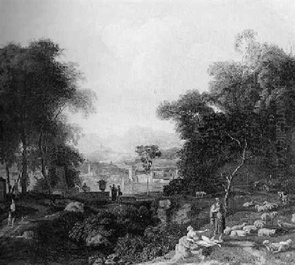 Arcadian Landscape With Shepherd And Shepherdess In Foreground - view 1